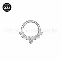 Piercing Argola Titânio Segemento Articulado Detalhes Zircônia