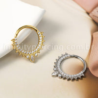 Piercing Argola Titânio Segmento Articulado Indiano Com Zircônia Cravejada