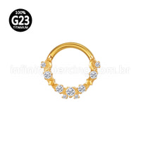 Piercing Argola Titânio Frontal Detalhes Com Zircônia