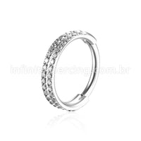 Piercing Argola Segmento Articulado Aço Cirúrgico Zircônia 2 Fileiras