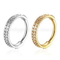 Piercing Argola Segmento Articulado Aço Cirúrgico Zircônia 2 Fileiras