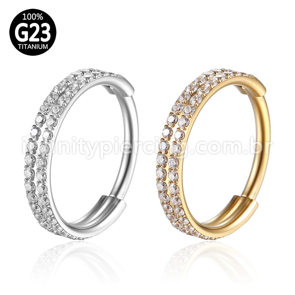Piercing Argola Segmento Articulado Titânio Zircônia 2 Fileiras Lateral