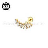 Piercing Labret Cluster Titânio Zircônia Retangular