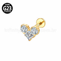 Piercing Labret Titânio Coração Zircônia Cravejada