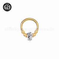 Piercing Argola Titânio Segmento Articulado Detalhada Zircônia Gota