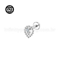 Piercing Labret Titânio Indiano Gota 1 Zircônia Detalhe