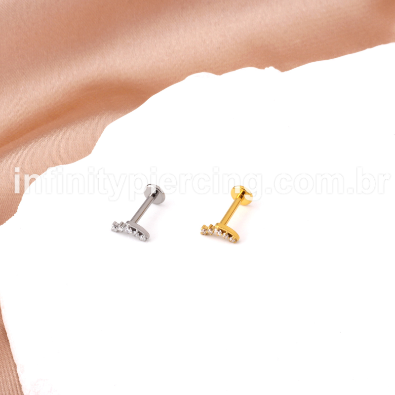 Piercing Labret Aço Cirúrgico Mini Cluster Zircônia