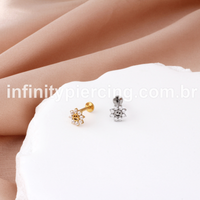 Piercing Labret Titânio Flor Smile Zircônia