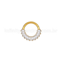 Piercing Argola Aço Cirúrgico Segmento Articulado Zircônia Retangular