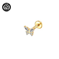 Piercing Labret Titânio Borboleta Zircônia Cravejada