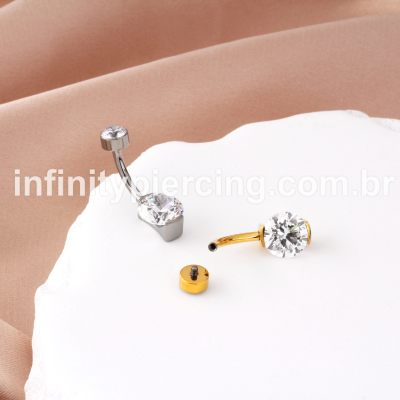 Piercing Banana Titânio 2 Zircônia Redonda