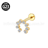 Piercing Labret Titânio Ferradura Zircônia Cravejada