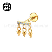 Piercing Labret Titânio Barra Com Pingentes Spike