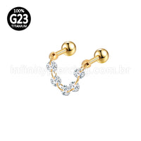 Piercing Mini Barbell Duplo Com Corrente/Zircônia