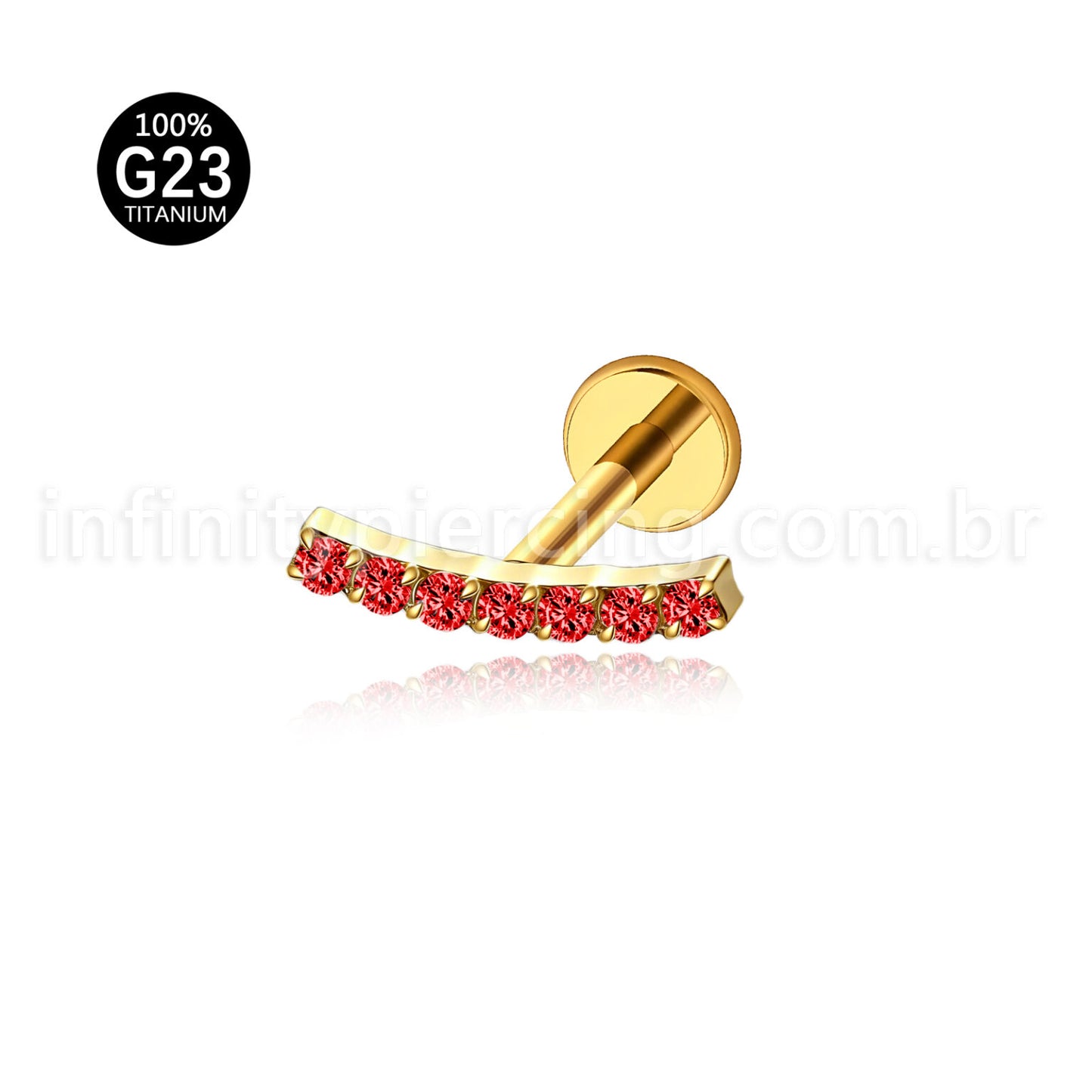Piercing Labret Titânio Barra Curva Zircônia