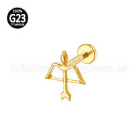 Piercing Labret Titânio Arco E Flecha