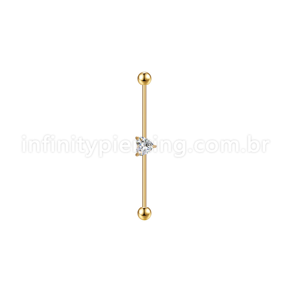 Piercing Transversal Aço Cirurgico Zircônia Coração