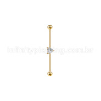 Piercing Transversal Aço Cirurgico Zircônia Coração