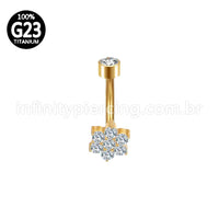 Piercing Banana Titânio Flor Zircônia