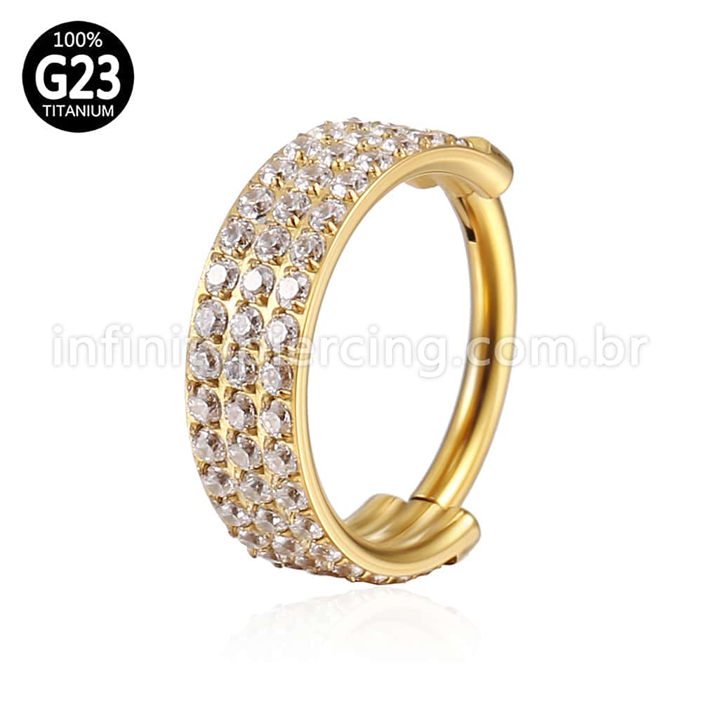 Piercing Argola Segmento Articulado Titânio Zircônia 3 Fileiras