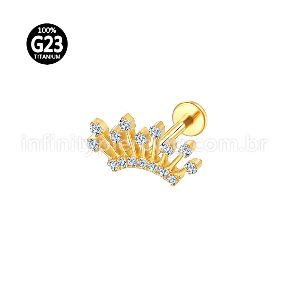Piercing Labret Titânio Coroa  Zircônia Cravejada