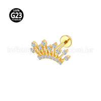 Piercing Labret Titânio Coroa  Zircônia Cravejada