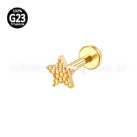 Piercing Labret Titânio Estrela Detalhado