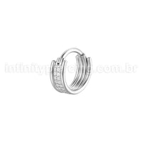 Piercing Argola Titânio Segmento Articulado Dupla Fileira Zircônia Cravejada