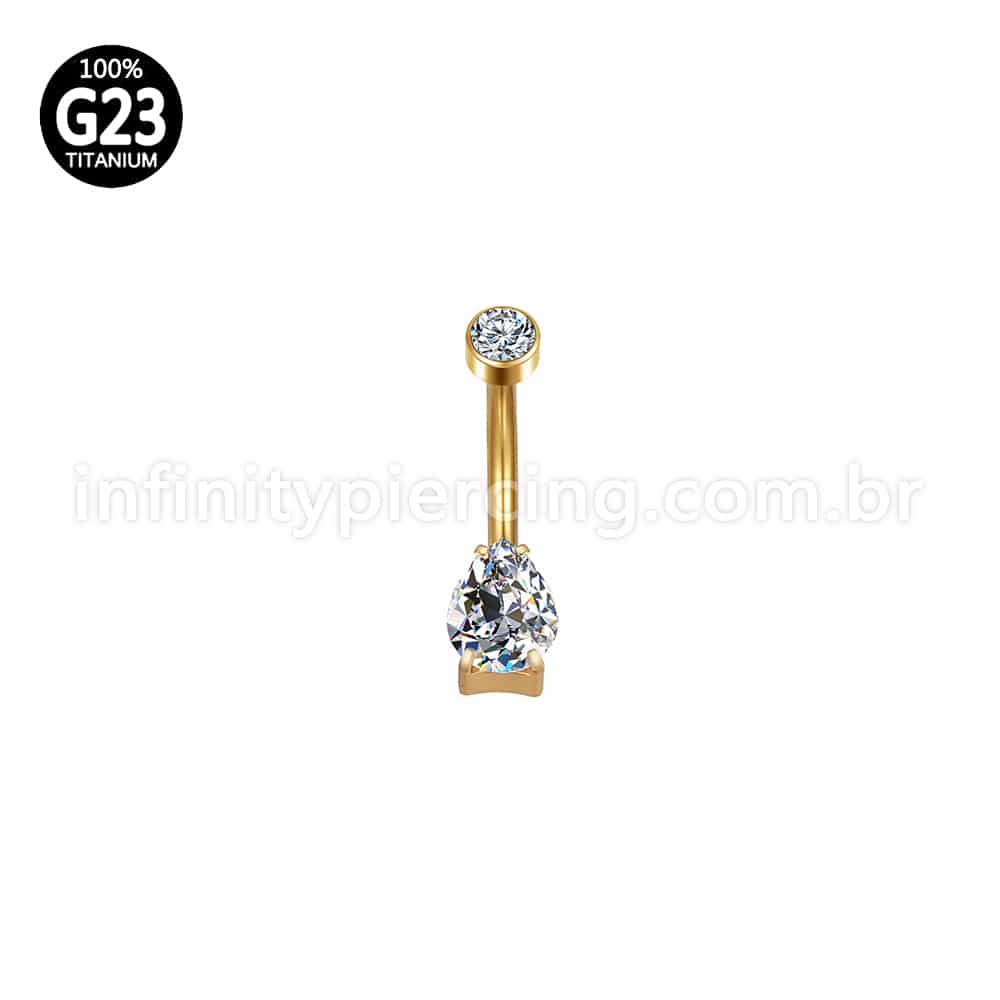 Piercing Banana Titânio Zircônia Gota