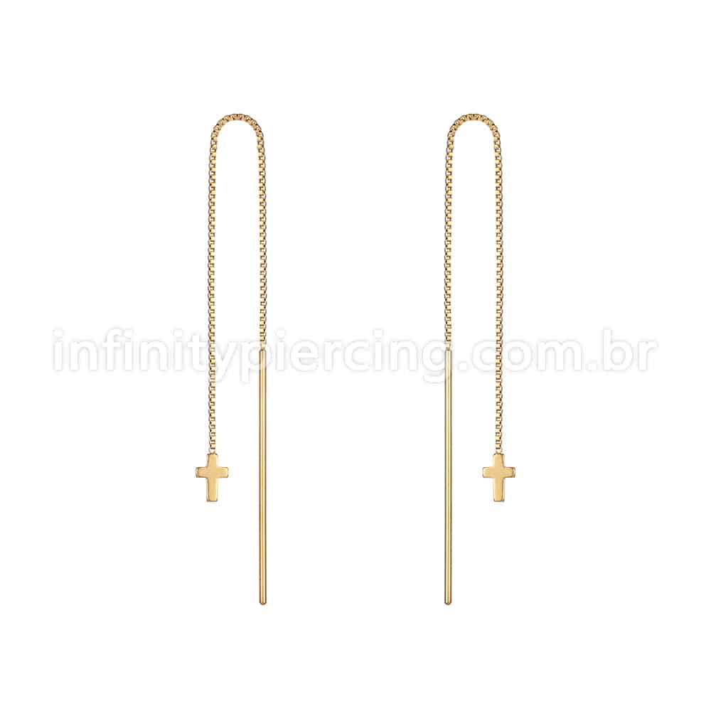 Piercing Palitinho Corrente Aço Cirúrgico Cruz