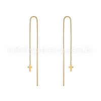 Piercing Palitinho Corrente Aço Cirúrgico Cruz