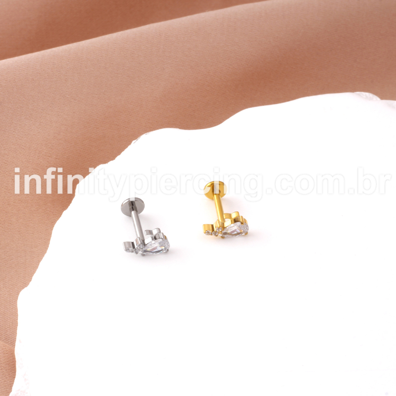 Piercing Labret Aço Cirúrgico Baleia Zircônia