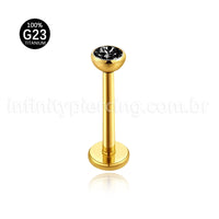 Piercing Labret Titânio Push Pin Zircônia Ponto De Luz Colorida