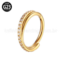 Piercing Argola Titânio Segmento Articulado Transpassada Zircônia