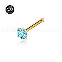 Piercing Nostril Reto Titânio Zircônia Redonda