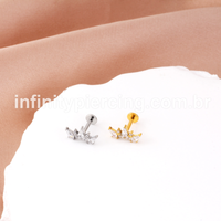 Piercing Labret Aço Cirúrgico Cluster  Zircônia