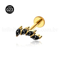 Piercing Labret Titânio Folhas Zircônia