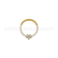 Piercing Argola Aço Cirúrgico Zircônia Cravejada Estrela