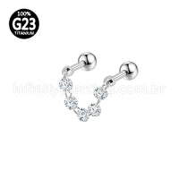 Piercing Mini Barbell Duplo Com Corrente/Zircônia