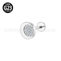 Piercing Labret Titânio Redondo Zircônia Cravejada