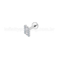 Piercing Labret Aço Cirúrgico Losango Zircônia Cravejada
