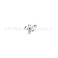 Piercing Labret Aço Cirúrgico Flor 4 Pontas