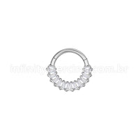Piercing Argola Aço Cirúrgico Segmento Articulado Zircônia Retangular