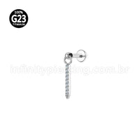 Piercing Labret Titânio Pingente Barra Pequena Zircônia