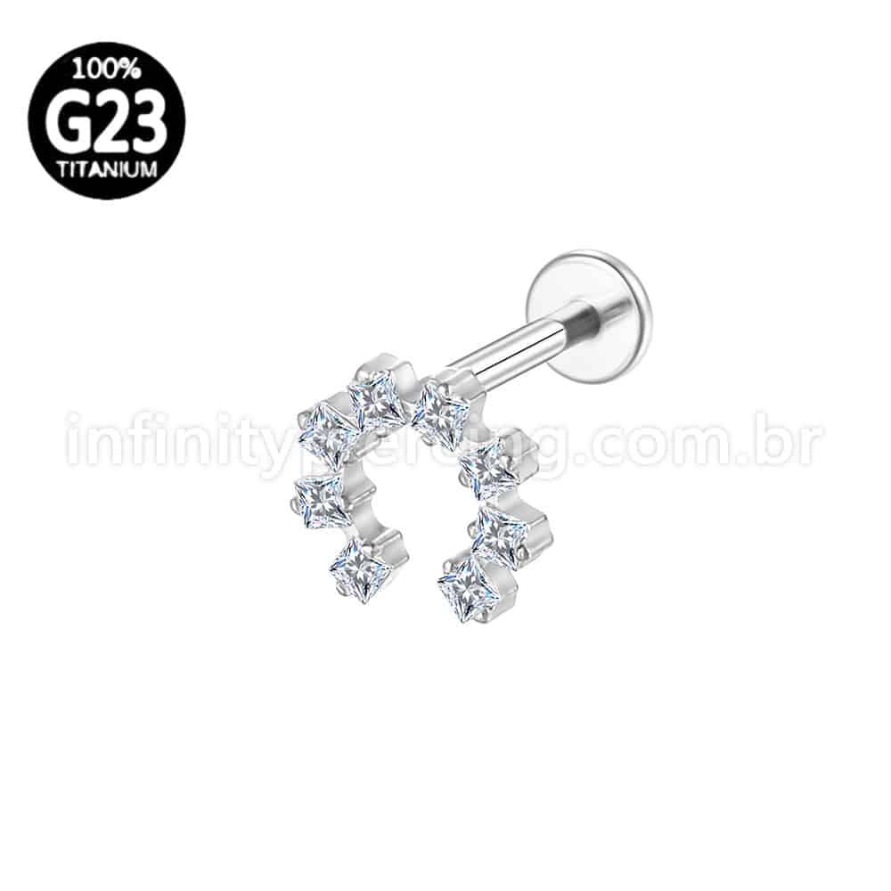 Piercing Labret Titânio Ferradura Zircônia Cravejada