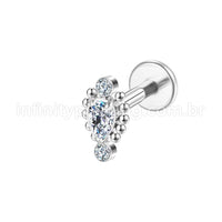 Piercing Labret Aço Cirúgico Indiano Zircônia Cravada
