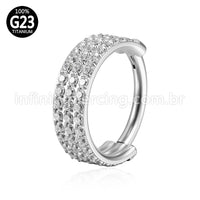 Piercing Argola Segmento Articulado Titânio Zircônia 3 Fileiras