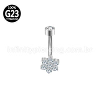 Piercing Banana Titânio Flor Zircônia