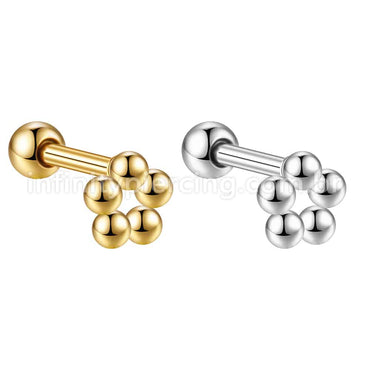 Piercing MiniBarbell Flor Aço Cirúrgico