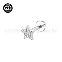 Piercing Labret Titânio Estrela Detalhado